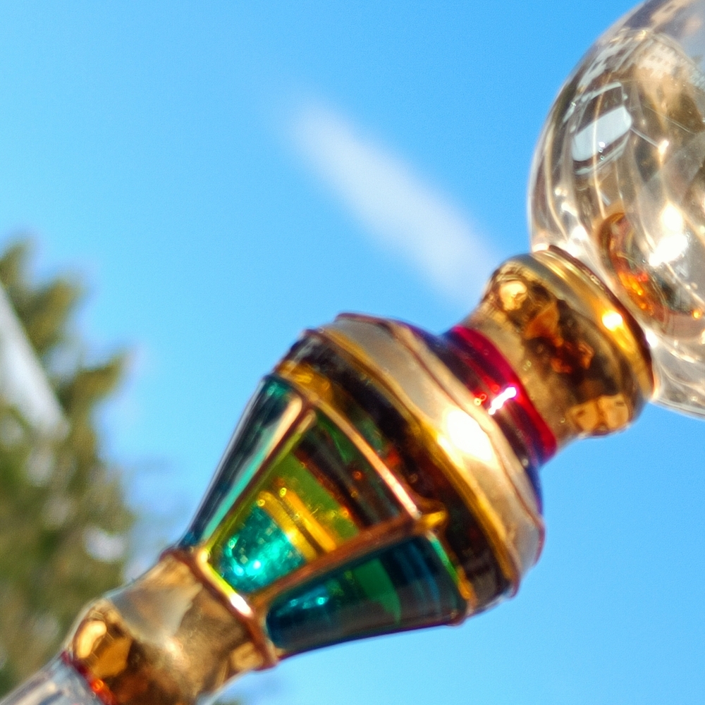 Stunning Z Gallerie Tall "Majestic" Champagne Glass/Flute w Gold Art Glass Stem